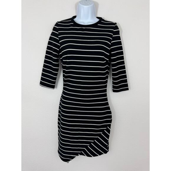 Mango Black & White Striped Knit Bodycon Dress | XS - Picture 1 of 6